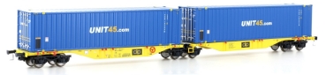 28402 Containertragwagen Bauart SGGMRSS 90 CLIP beladen (P)