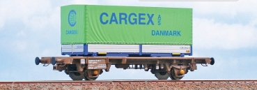 40514 ACME Intermodaler Güterwagen Typ Lgmns der DSB mit Wechselaufbau Cargex Danmark beladen  (P)
