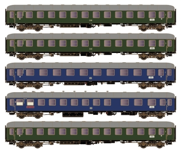 H43032 + H43034 Hobbytrain 8-teiliges Wagenset  Schnellzug DE83/84  München Hamburg der DB  in DC Ausführung