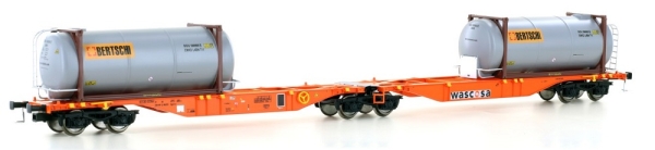 28401 Containertragwagen Bauart SGGMRSS 90 WASCOSA  beladen (P)
