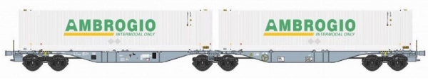 59302 B-Models Containertragwagen Ambrogio mit 2x 45ft AMBROGIO Container beladen