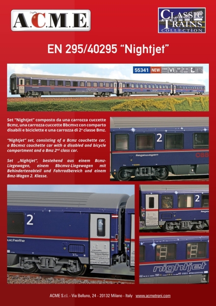 55341 ACME 3-tlg. Set  Liegewagen Nightjet EN 295/4095  der ÖBB  (P)