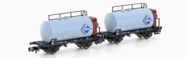 H24802  Hobbytrain 2-teiliges Set LEICHTBAU-KESSELWAGEN DB / ARAL
